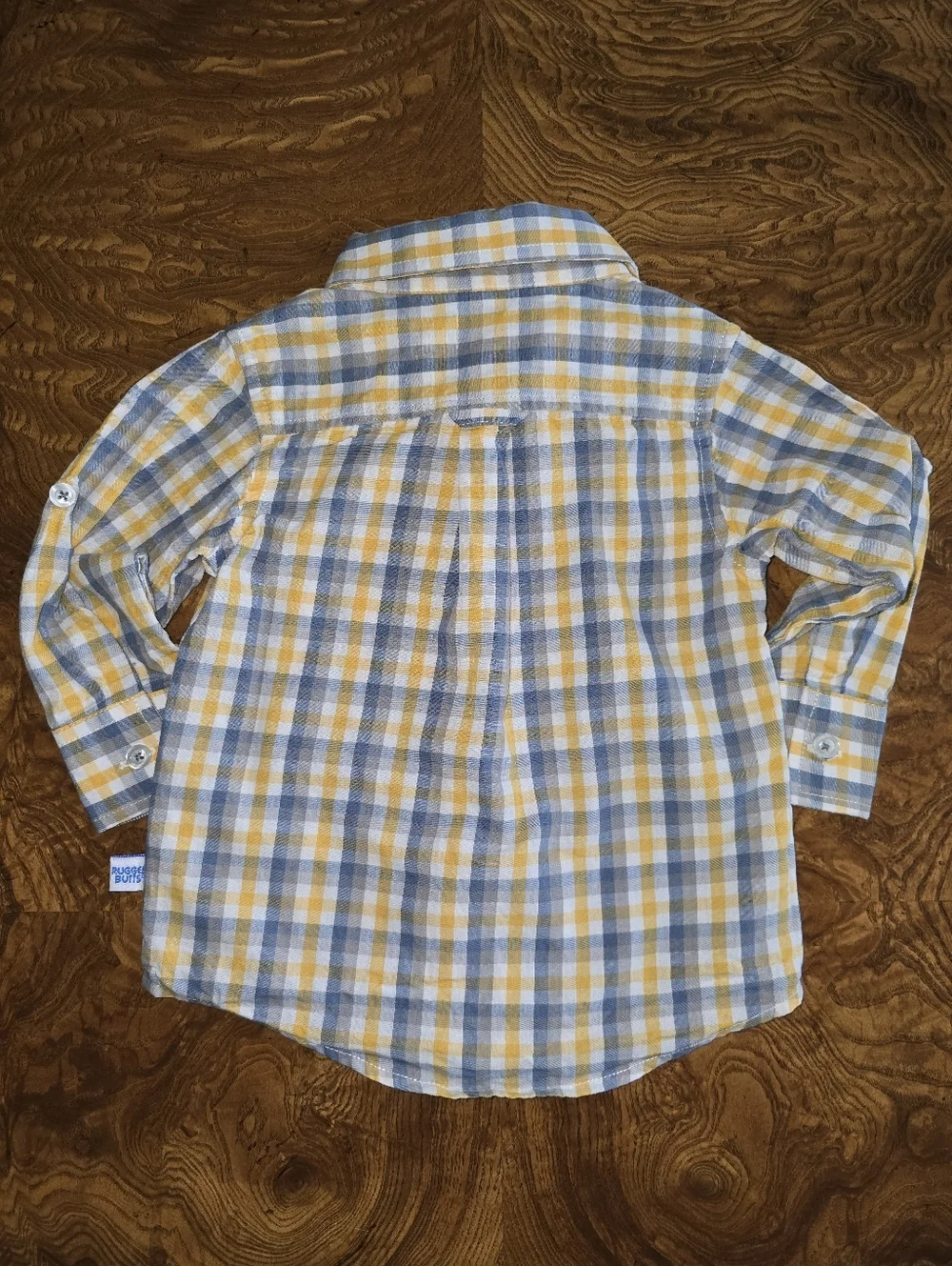 RuggedButts Yellow and Grey Plaid Button-Down Shirt, Size 18-24m